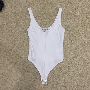 White V Neck Bodysuit